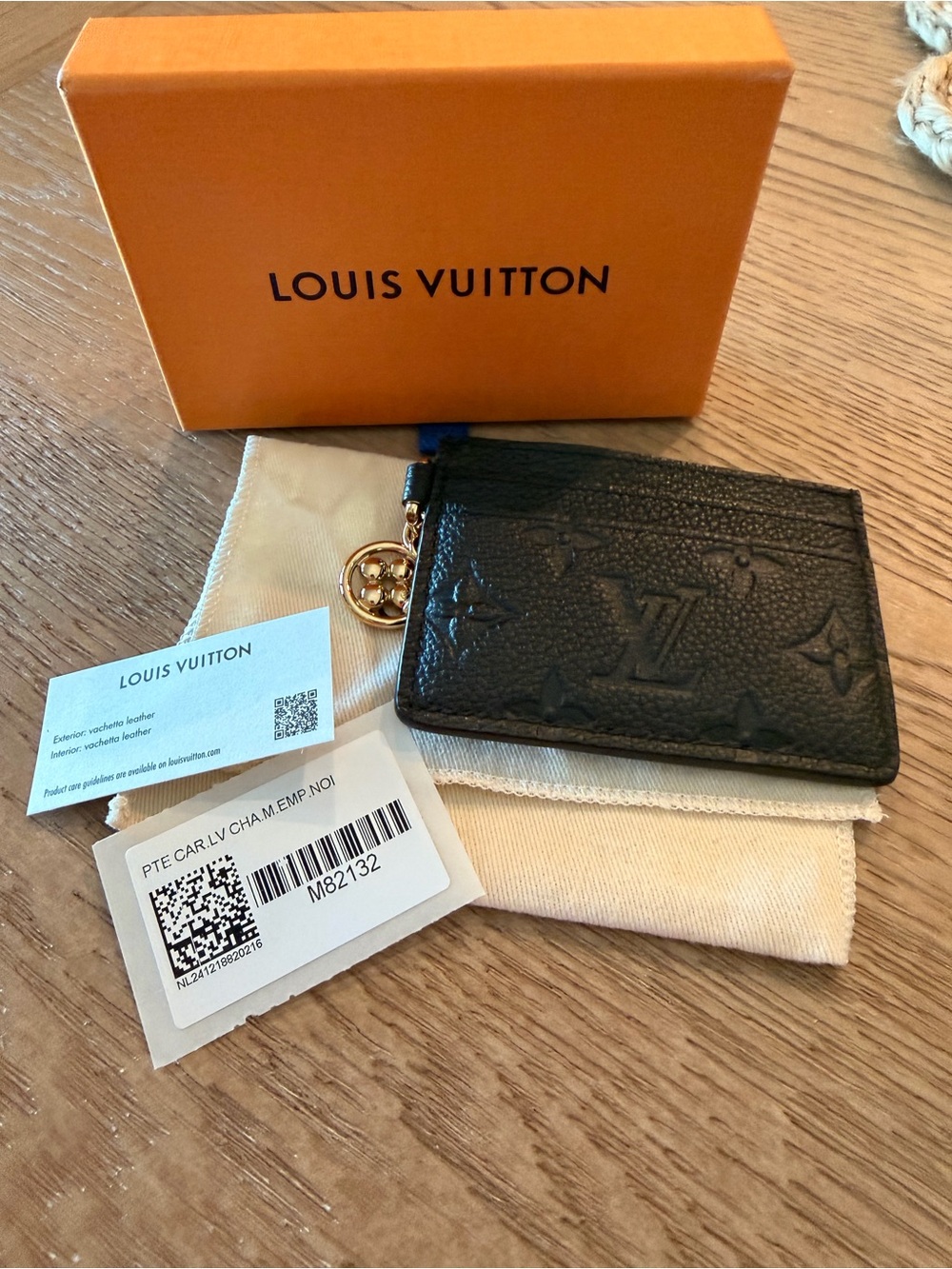 Louis Vuitton Black Monogram Embossed Card Holder with Gold Key Charm - Picture 7 of 7